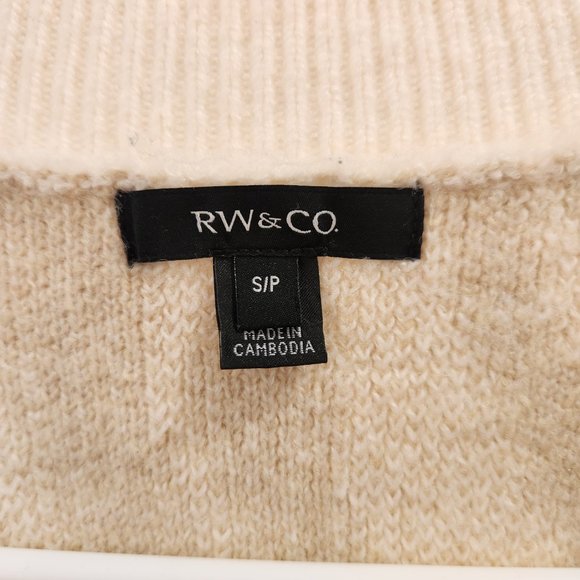 Women's RW&Co. Beige & Cream Zebra Pattern Open Cardigan - Picture 3 of 7